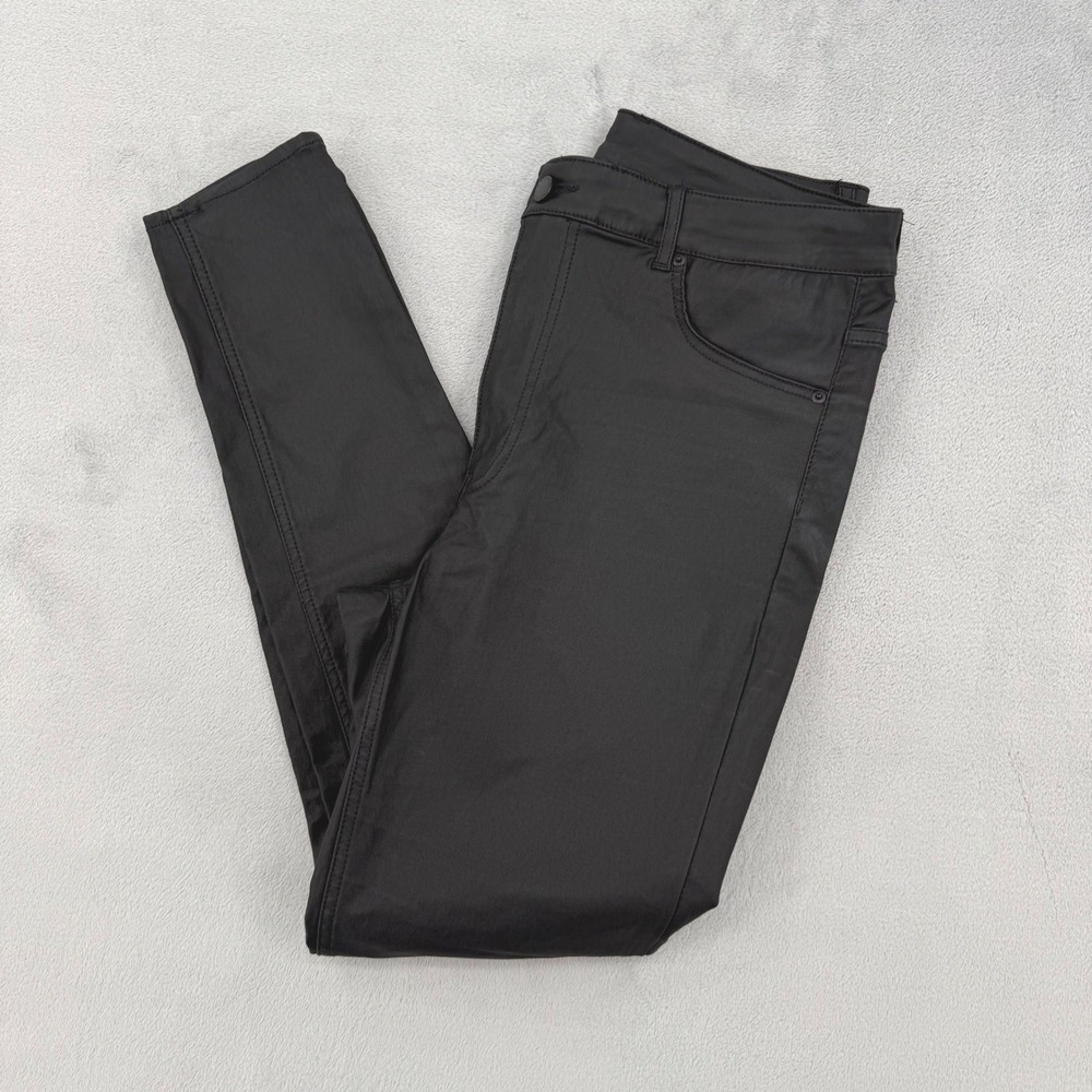 H&M &Denim Curvy Jeggings Women's Size 12 Ultra High Waist Coated Black Ankle - Picture 1 of 14